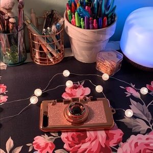 Rose Gold camera iPhone case with mirror inside